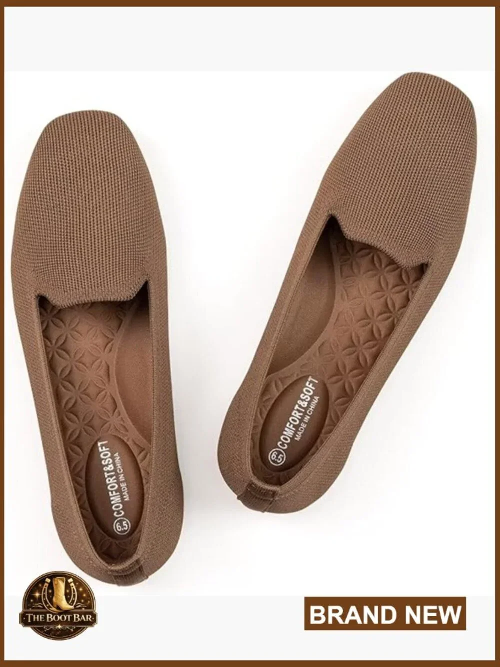 Women's Knit Loafers Square Toe Slip On Office Casual Comfortable Flats